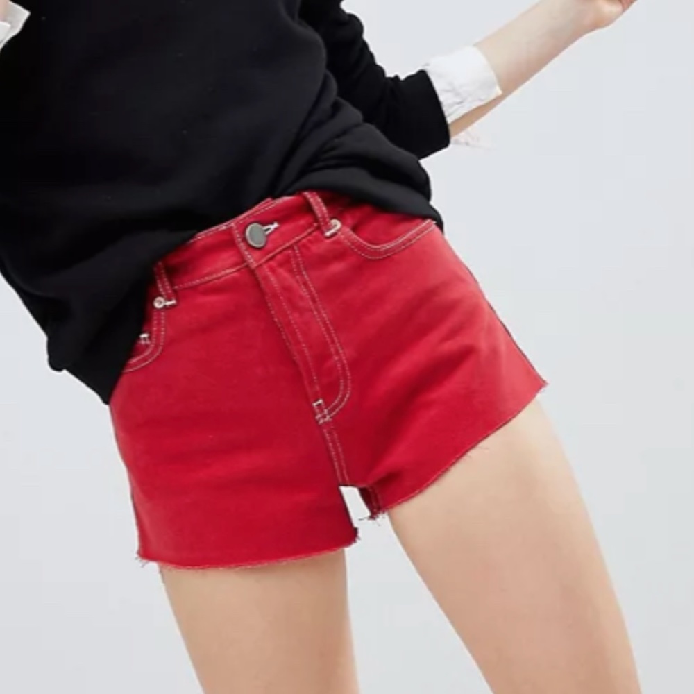 ASOS Red Contrast Stitch Shorts